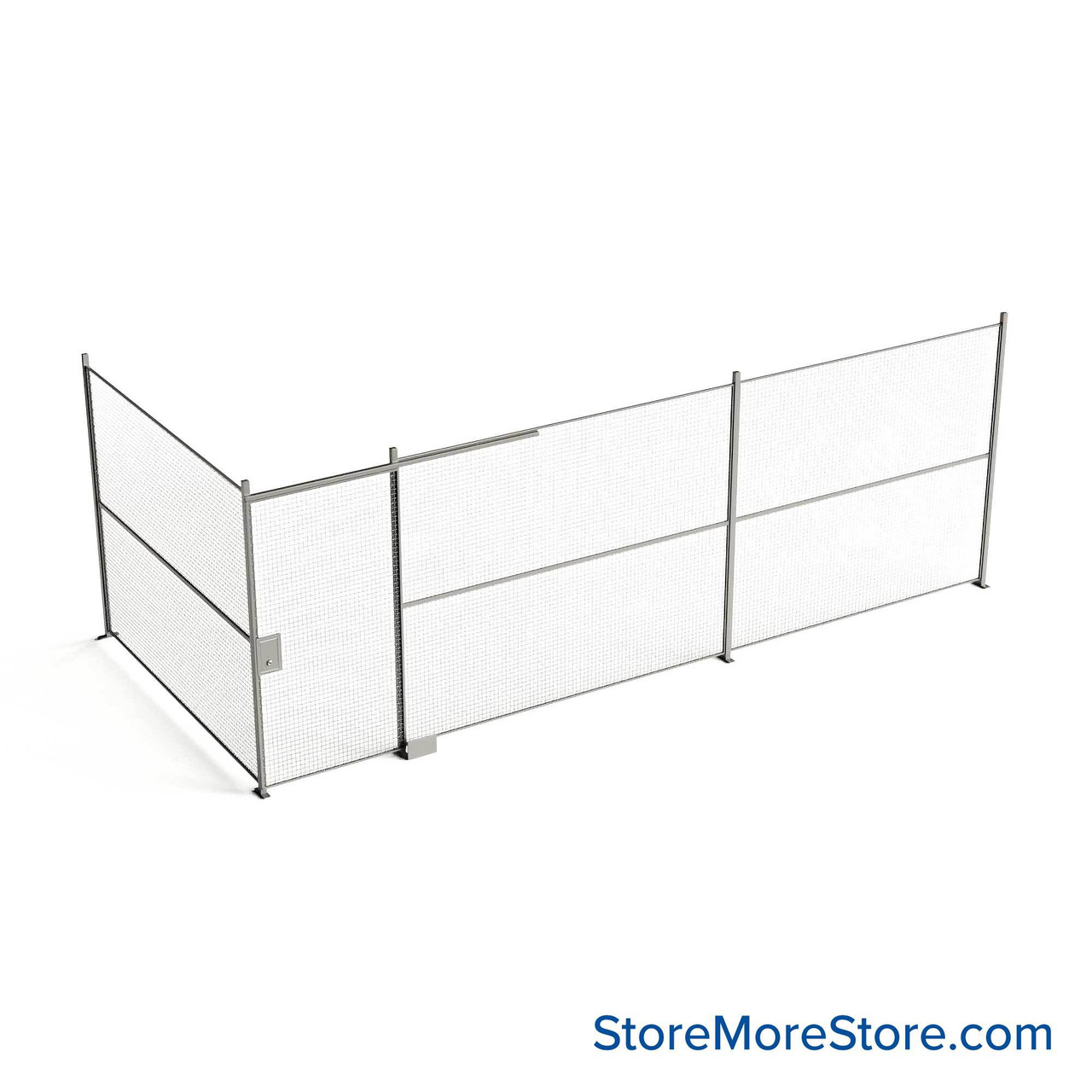 Wire Security Cage, 284" W x 124" D x 101.25" H, 2 Side, 4" Sliding Door