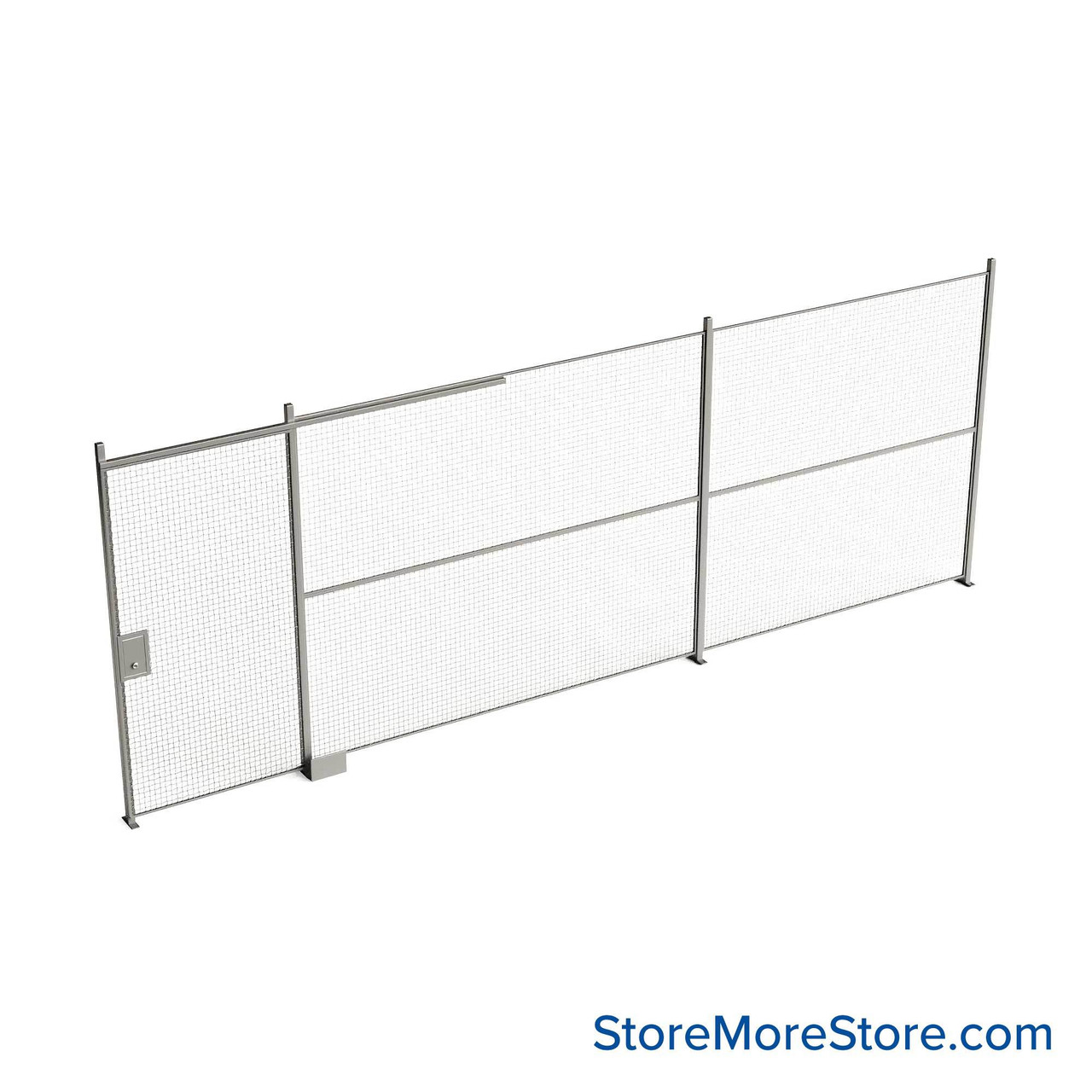 Wire Security Cage, 272" W x 2" D x 101.25" H, 1 Side, 4" Sliding Door
