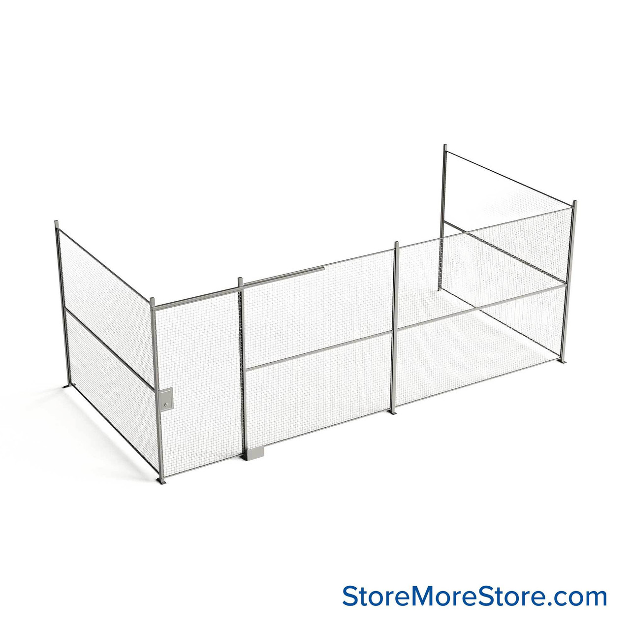 Wire Security Cage, 260" W x 124" D x 125.25" H, 3 Side, 4" Sliding Door