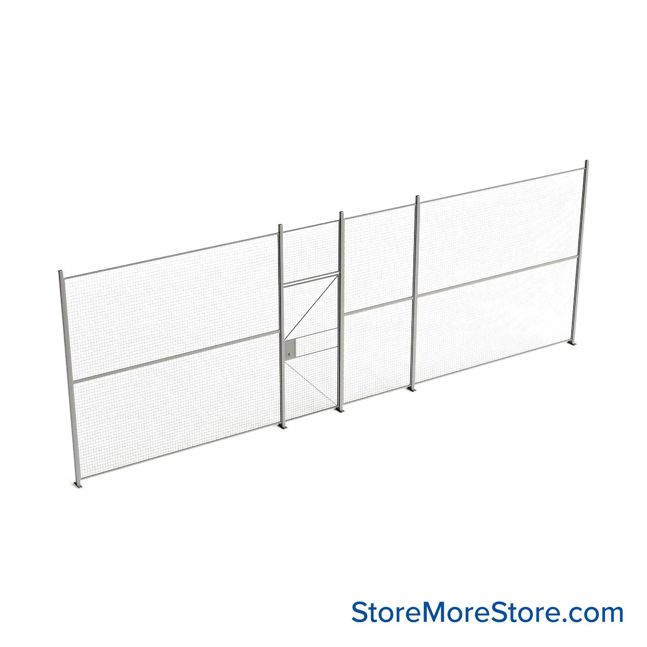 Wire Security Cage, 334" W x 2" D x 125.25" H, 1 Side, 3" Hinged Door
