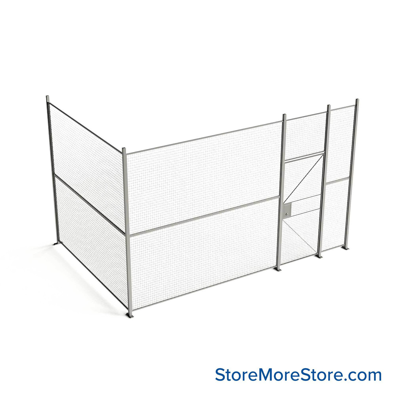 Wire Security Cage, 188" W x 124" D x 125.25" H, 2 Side, 3" Hinged Door