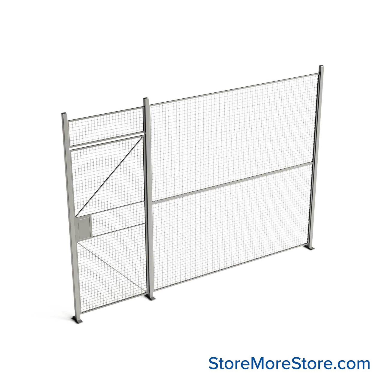 Wire Security Cage, 138" W x 2" D x 101.25" H, 1 Side, 3" Hinged Door