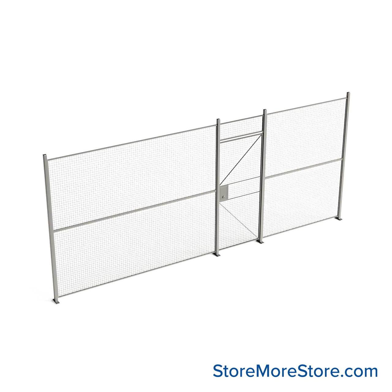 Wire Security Cage, 236" W x 2" D x 101.25" H, 1 Side, 3" Hinged Door