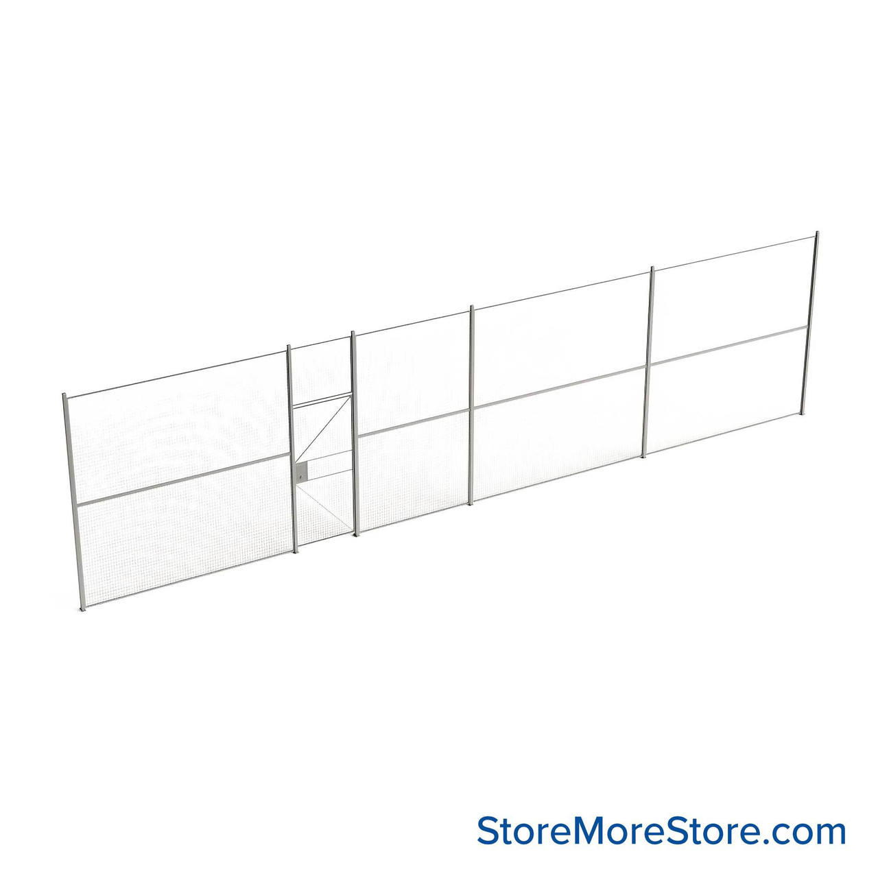 Wire Security Cage, 480" W x 2" D x 125.25" H, 1 Side, 3" Hinged Door