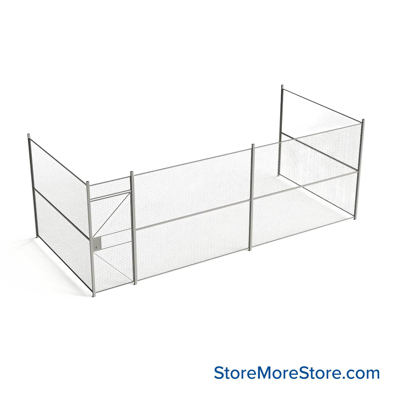 Wire Security Cage, 272" W x 124" D x 101.25" H, 3 Side, 3" Hinged Door
