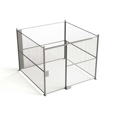 Wire Security Cage, 432" W x 2" D x 125.25" H, 1 Side, 4" Sliding Door