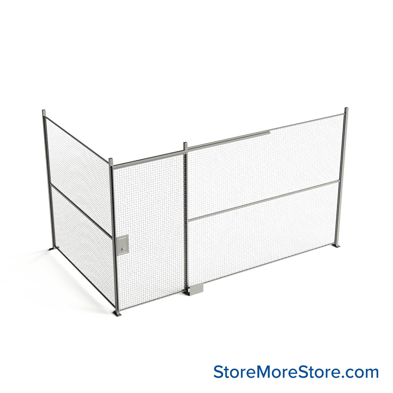 Wire Security Cage, 174" W x 100" D x 125.25" H, 2 Side, 4" Sliding Door
