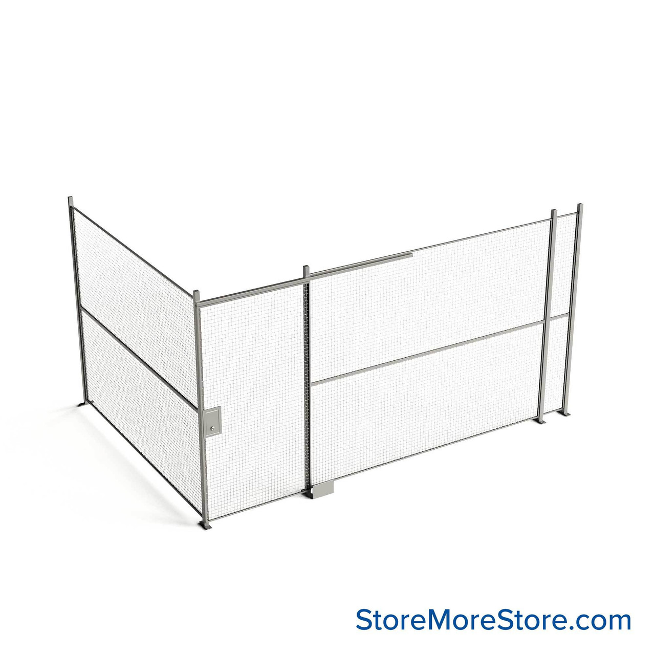 Wire Security Cage, 188" W x 124" D x 125.25" H, 2 Side, 4" Sliding Door