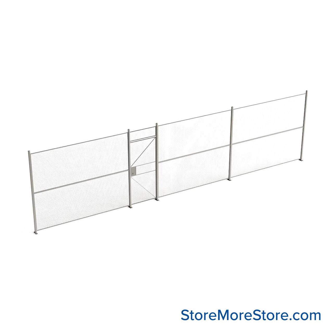 Wire Security Cage, 394" W x 2" D x 101.25" H, 1 Side, 3" Hinged Door