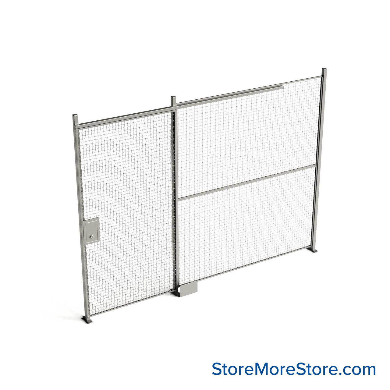 Wire Security Cage, 138" W x 2" D x 101.25" H, 1 Side, 4" Sliding Door