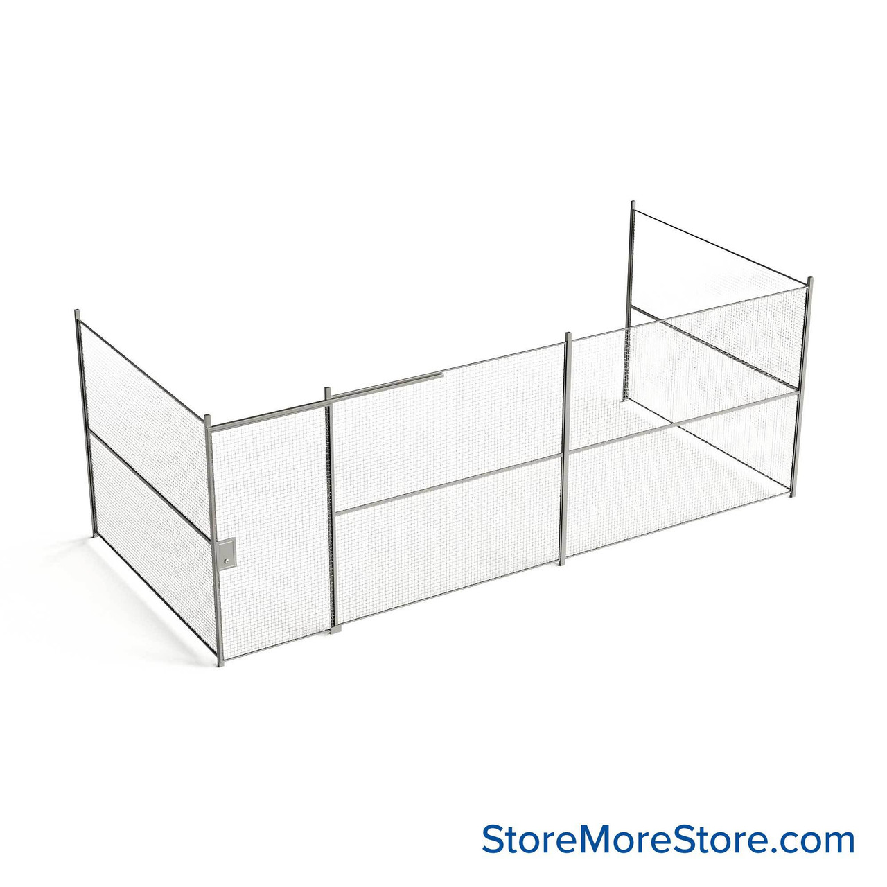 Wire Security Cage, 272" W x 124" D x 101.25" H, 3 Side, 4" Sliding Door