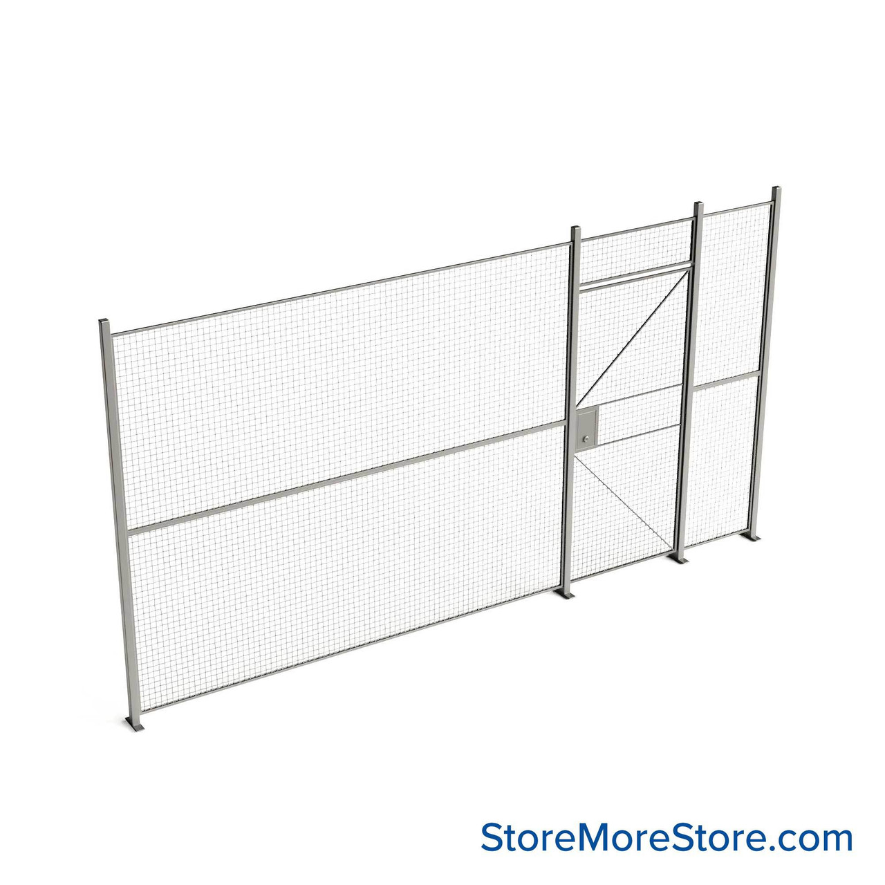 Wire Security Cage, 188" W x 2" D x 101.25" H, 1 Side, 3" Hinged Door