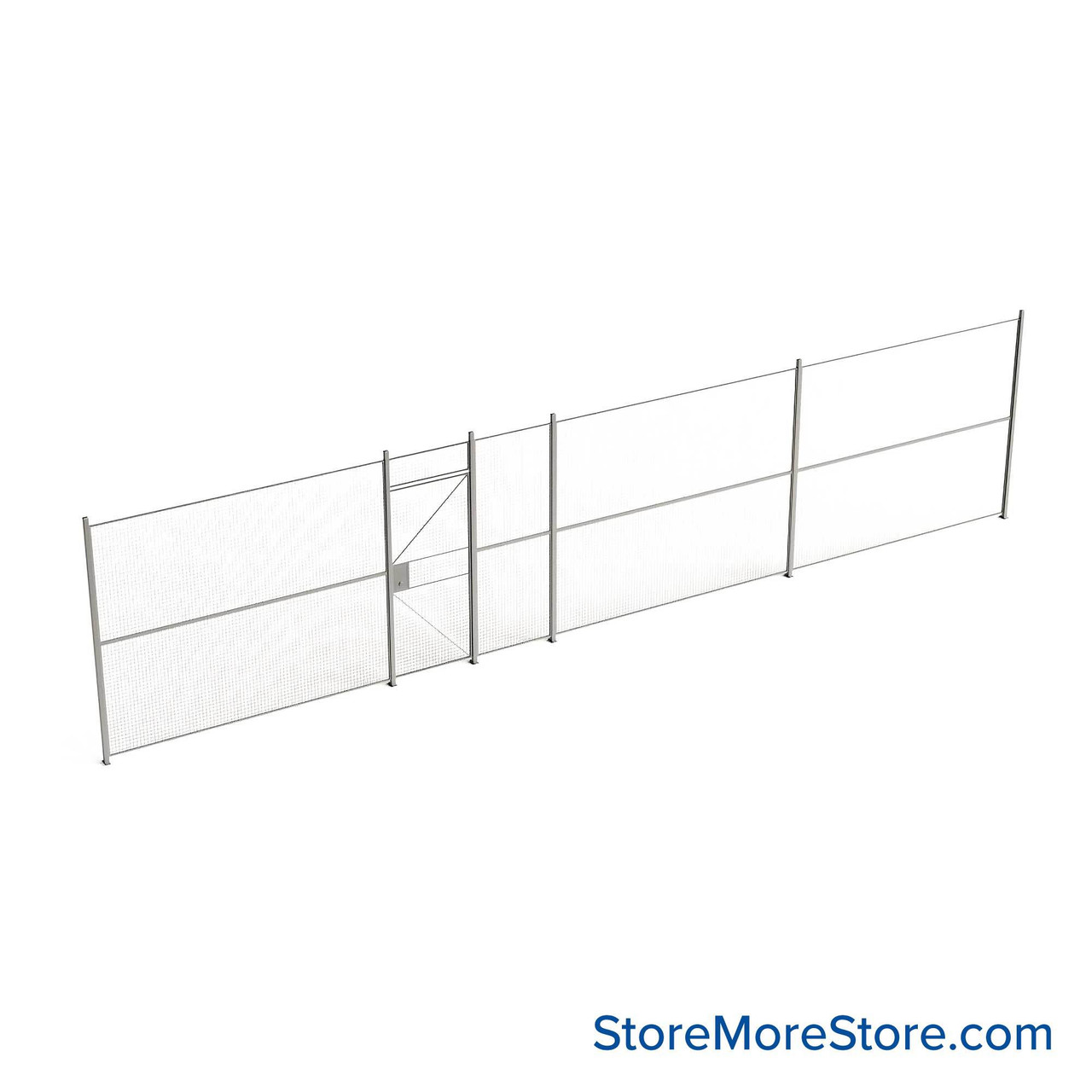 Wire Security Cage, 444" W x 2" D x 101.25" H, 1 Side, 3" Hinged Door