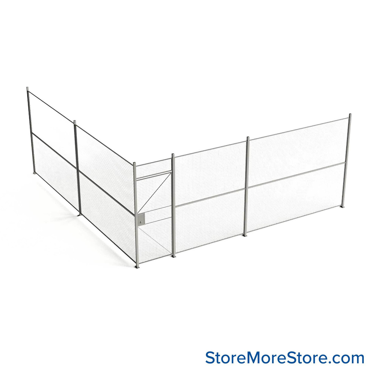 Wire Security Cage, 236" W x 246" D x 101.25" H, 2 Side, 3" Hinged Door