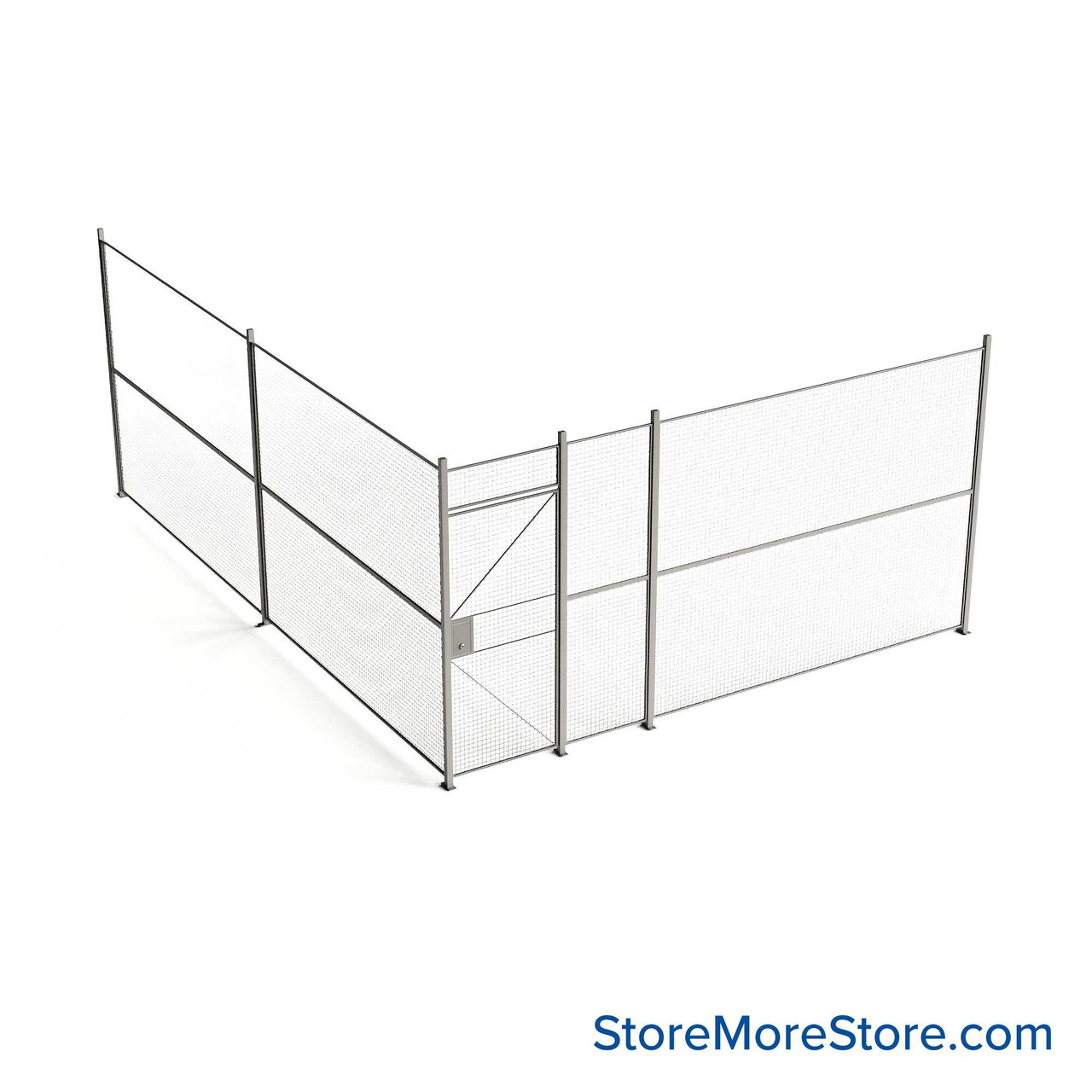 Wire Security Cage, 188" W x 246" D x 101.25" H, 2 Side, 3" Hinged Door