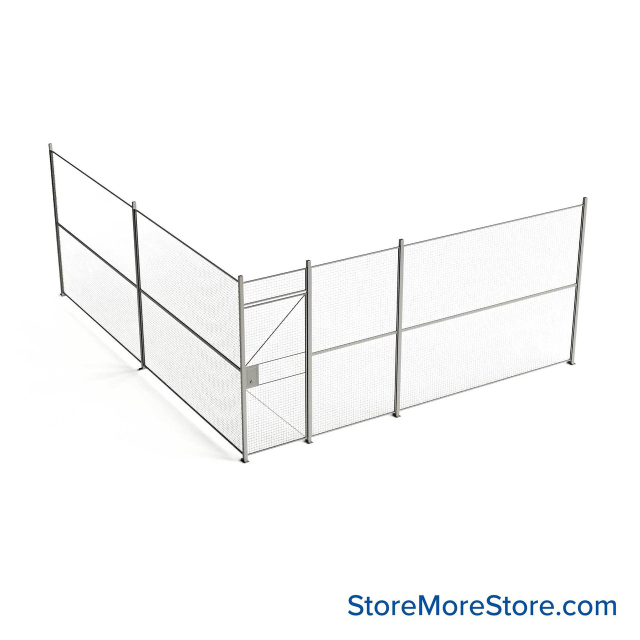 Wire Security Cage, 212" W x 246" D x 101.25" H, 2 Side, 3" Hinged Door