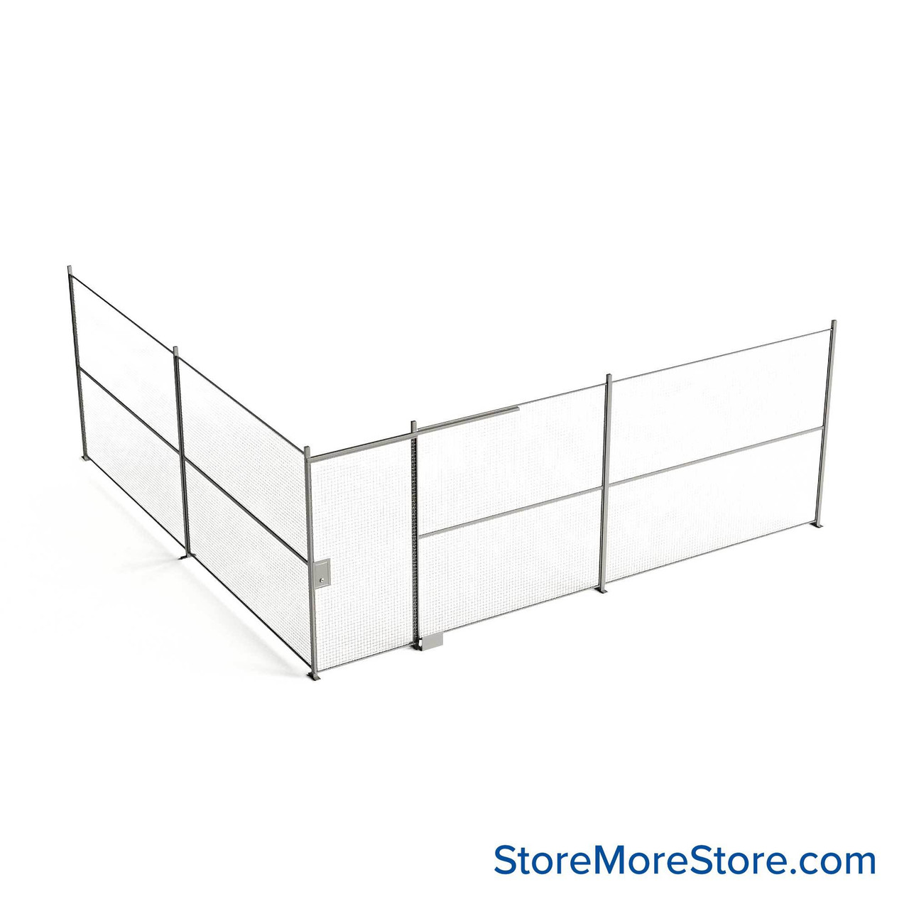 Wire Security Cage, 260" W x 246" D x 101.25" H, 2 Side, 4" Sliding Door