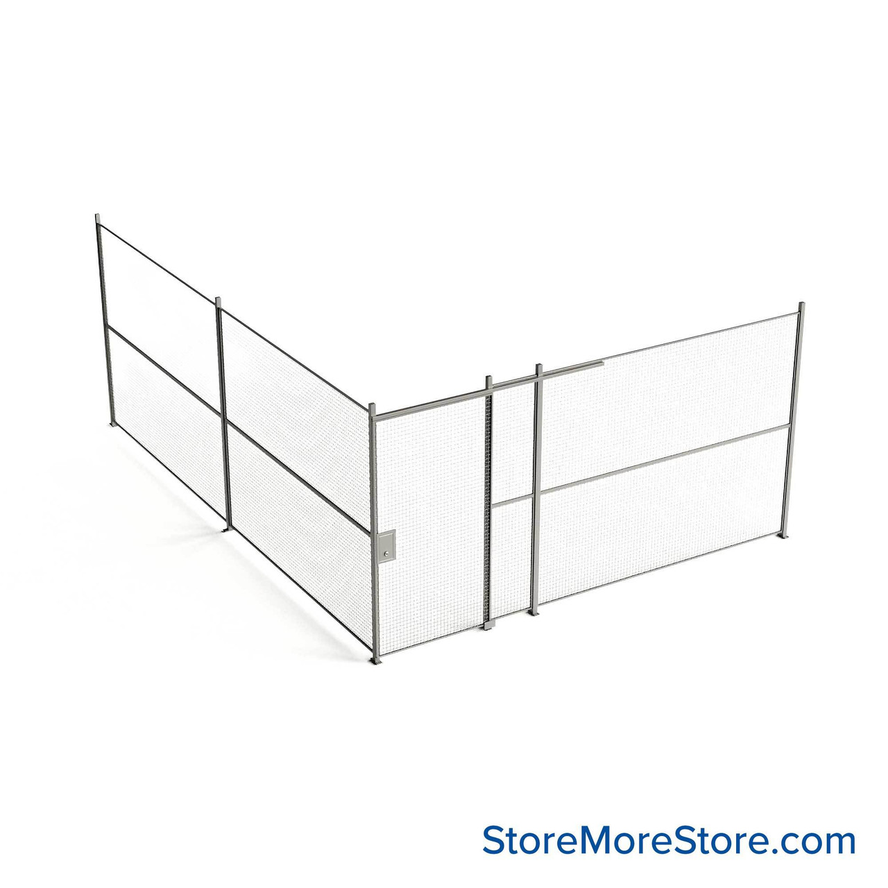 Wire Security Cage, 188" W x 246" D x 101.25" H, 2 Side, 4" Sliding Door