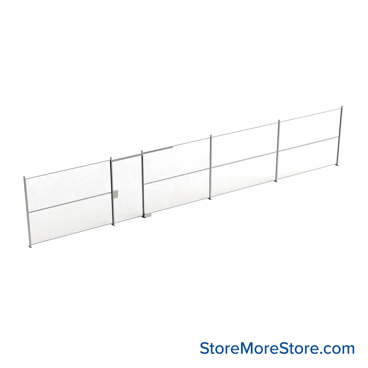 Wire Security Cage, 528" W x 2" D x 125.25" H, 1 Side, 4" Sliding Door
