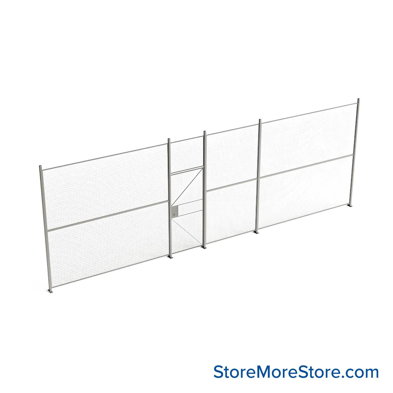 Wire Security Cage, 346" W x 2" D x 125.25" H, 1 Side, 3" Hinged Door