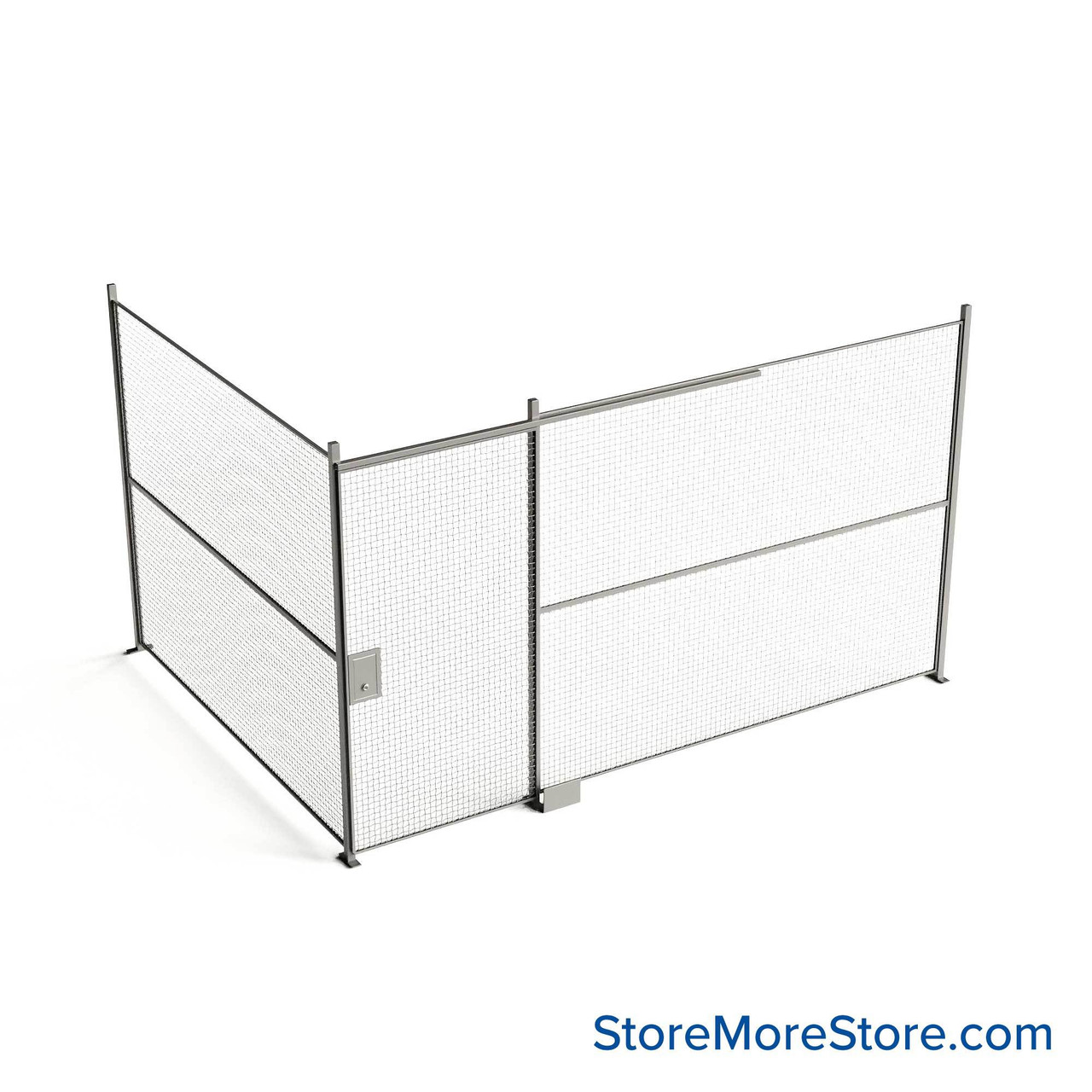 Wire Security Cage, 174" W x 124" D x 101.25" H, 2 Side, 4" Sliding Door