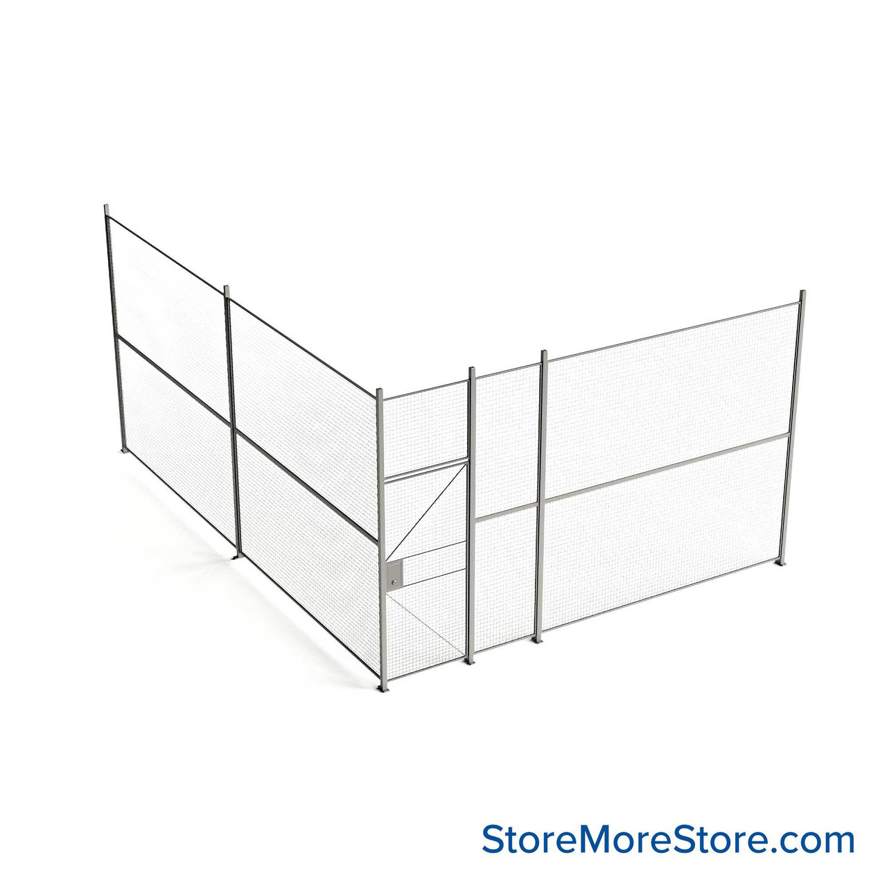 Wire Security Cage, 188" W x 246" D x 125.25" H, 2 Side, 3" Hinged Door