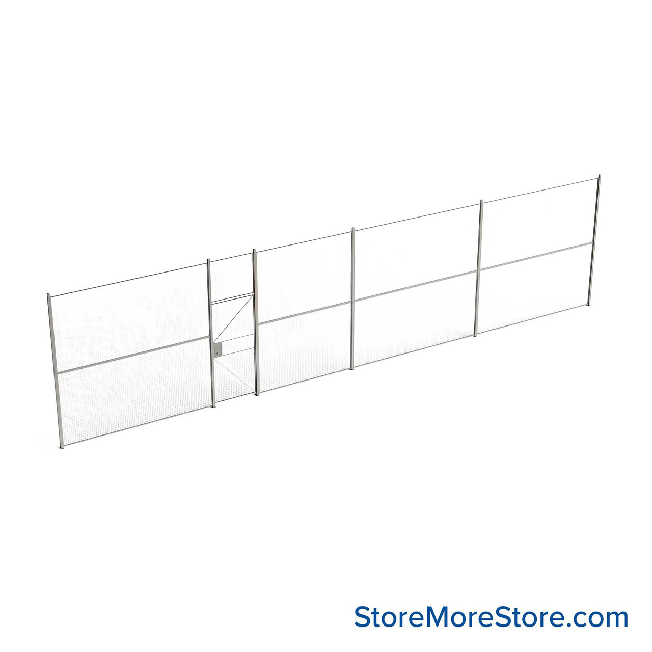 Wire Security Cage, 492" W x 2" D x 125.25" H, 1 Side, 3" Hinged Door