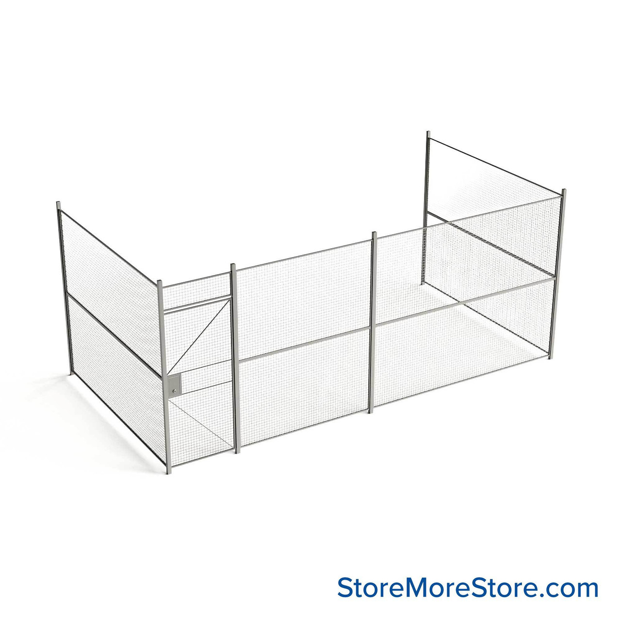 Wire Security Cage, 236" W x 124" D x 101.25" H, 3 Side, 3" Hinged Door
