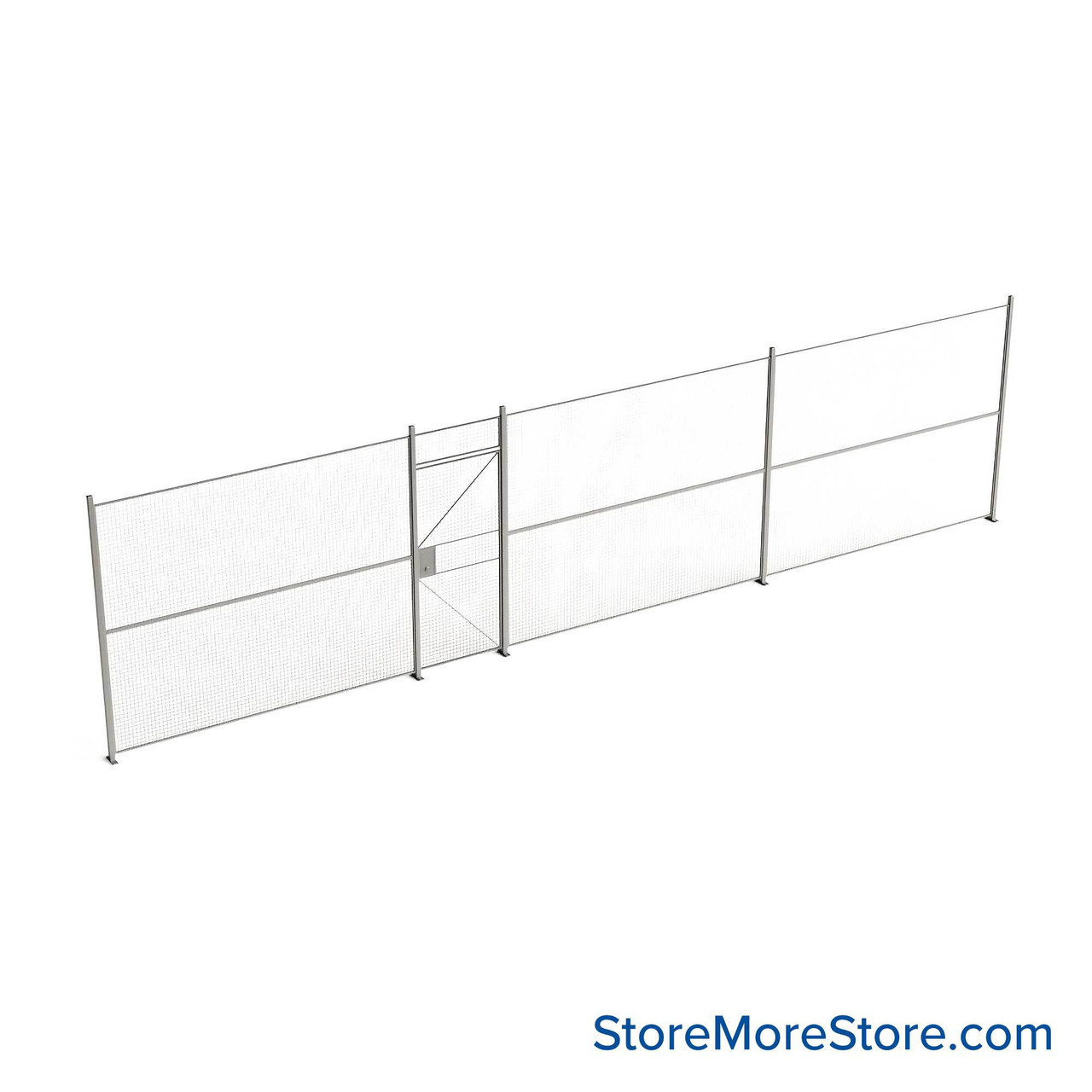 Wire Security Cage, 406" W x 2" D x 101.25" H, 1 Side, 3" Hinged Door