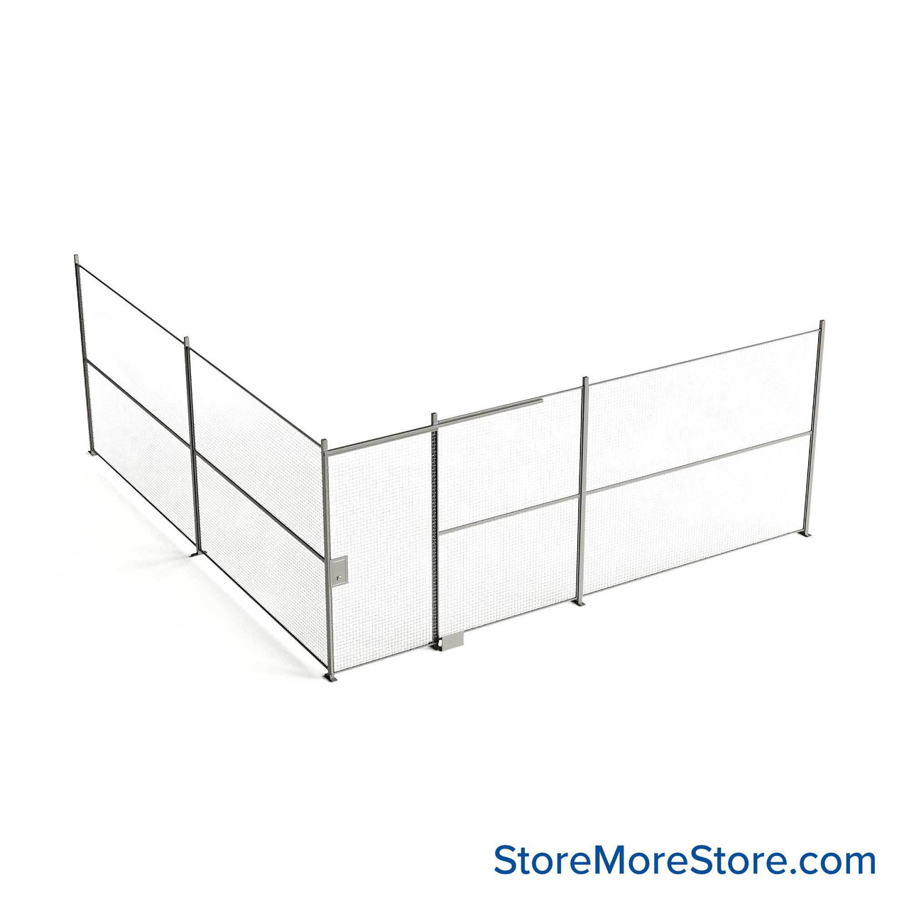 Wire Security Cage, 236" W x 246" D x 125.25" H, 2 Side, 4" Sliding Door