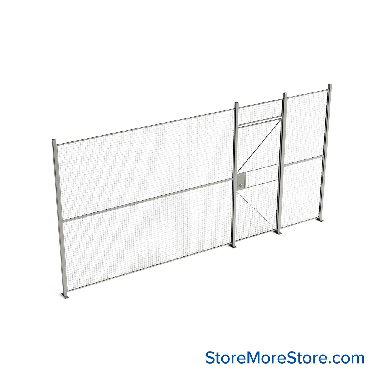 Wire Security Cage, 200" W x 2" D x 101.25" H, 1 Side, 3" Hinged Door