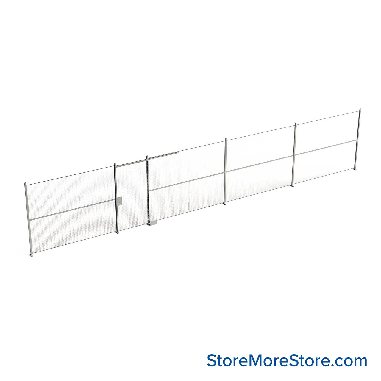 Wire Security Cage, 540" W x 2" D x 125.25" H, 1 Side, 4" Sliding Door