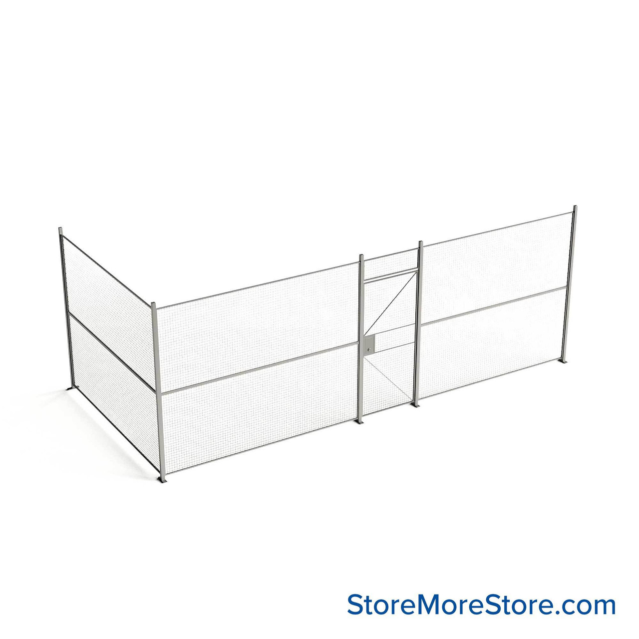 Wire Security Cage, 272" W x 124" D x 101.25" H, 2 Side, 3" Hinged Door
