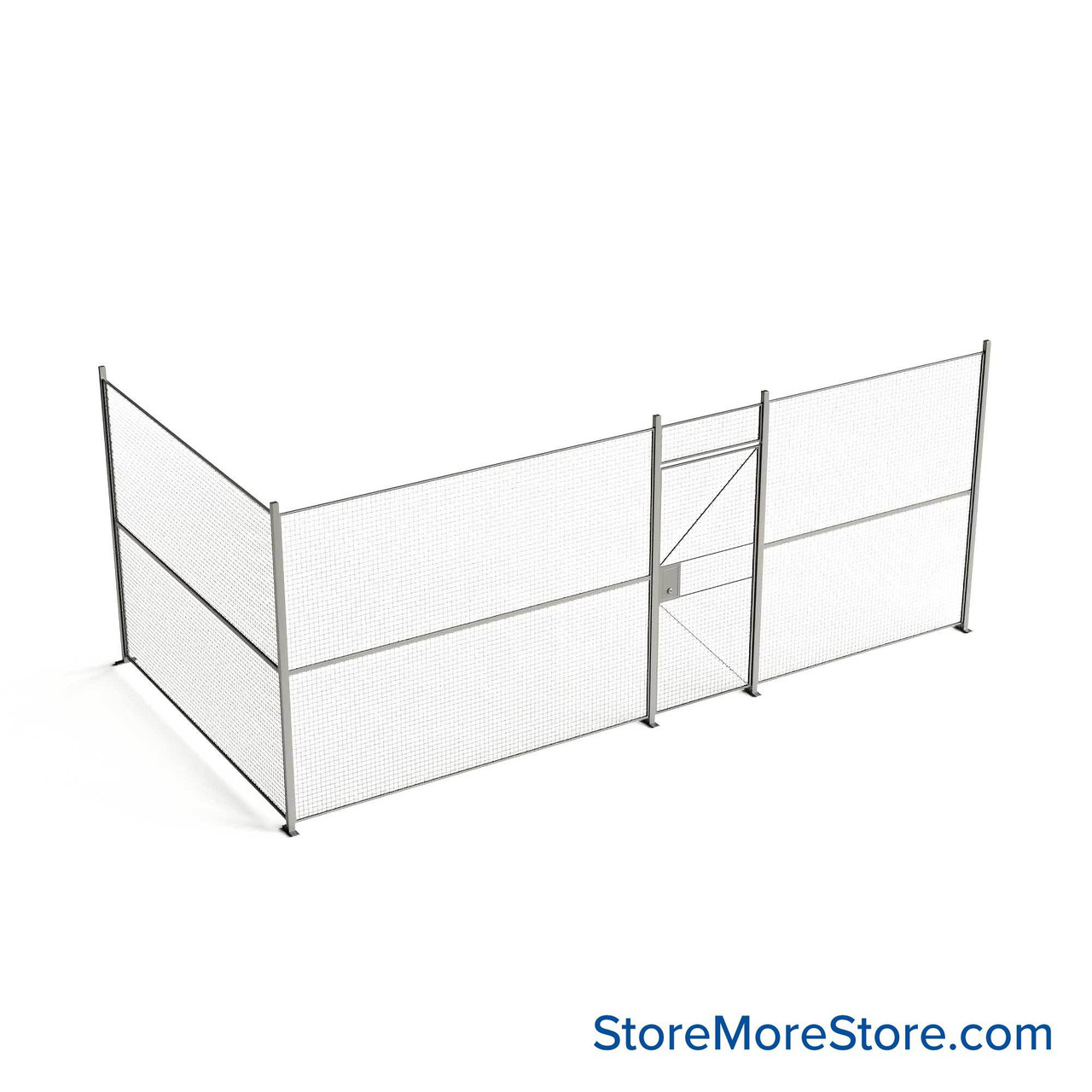Wire Security Cage, 248" W x 124" D x 101.25" H, 2 Side, 3" Hinged Door