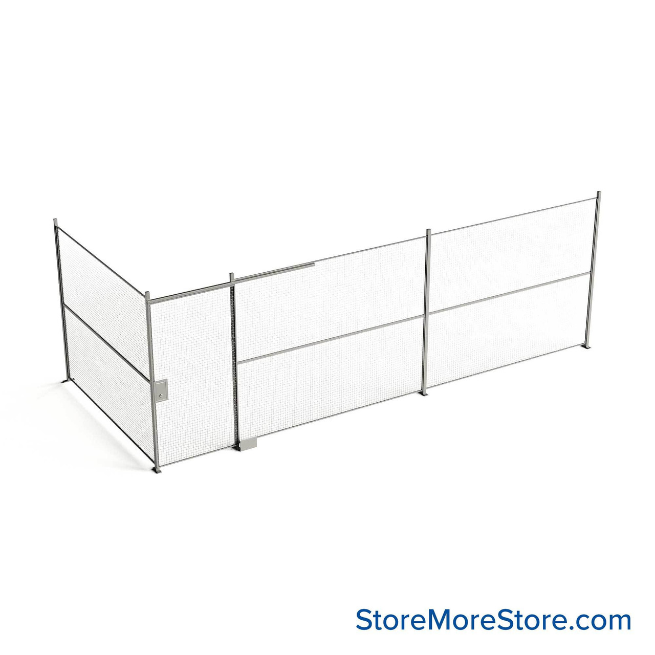 Wire Security Cage, 296" W x 124" D x 101.25" H, 2 Side, 4" Sliding Door