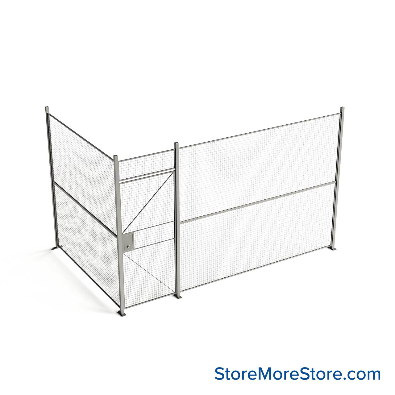 Wire Security Cage, 156" W x 100" D x 101.25" H, 2 Side, 3" Hinged Door