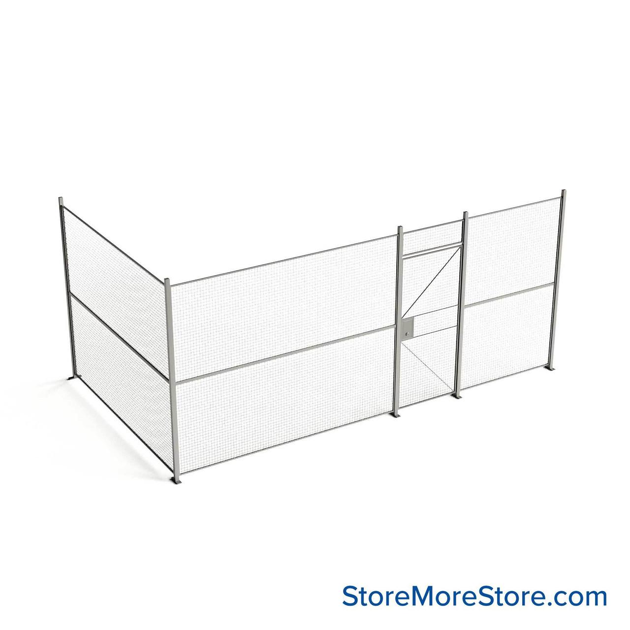 Wire Security Cage, 224" W x 124" D x 101.25" H, 2 Side, 3" Hinged Door