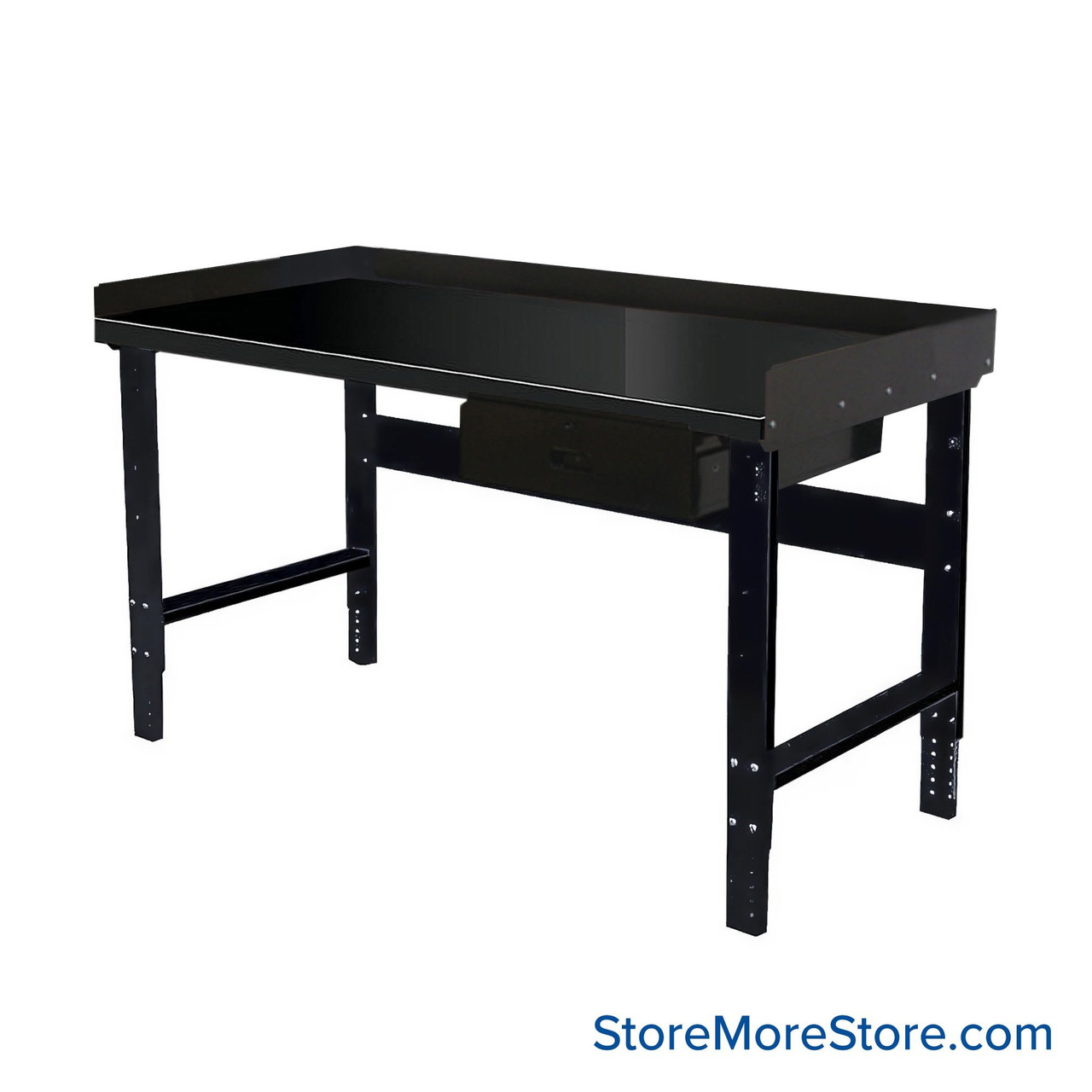 Industrial Workbenches, 60" W x 30" D, Steel, 18"W x 6"H Drawer, 3"H Back & End Stop