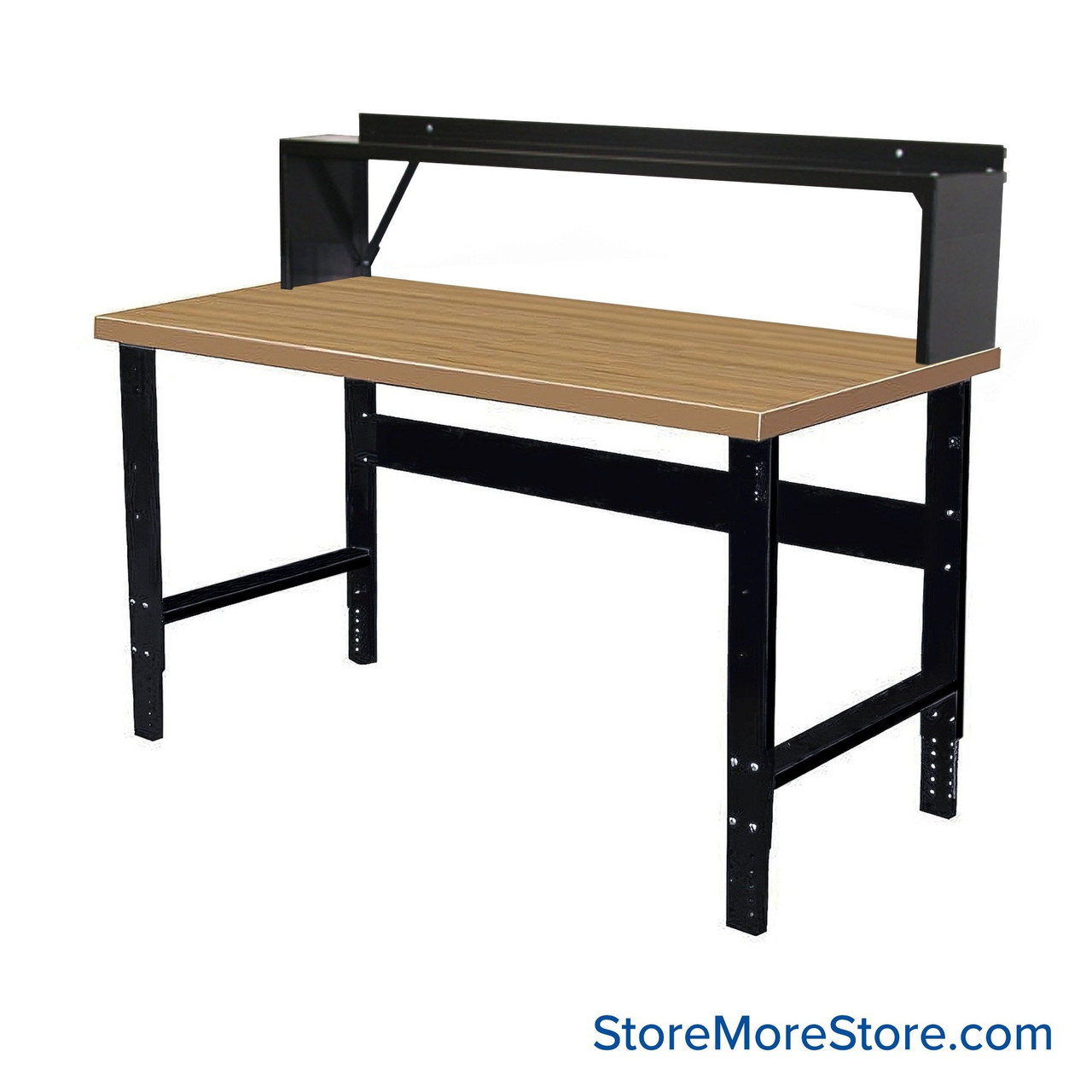 Industrial Workbenches, 72" W x 30" D, Shop Top, 10"D Riser Shelf