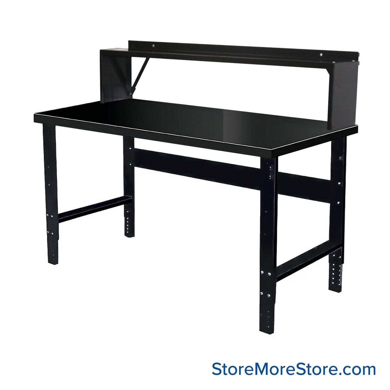 Industrial Workbenches, 72" W x 30" D, Steel, 10"D Riser Shelf