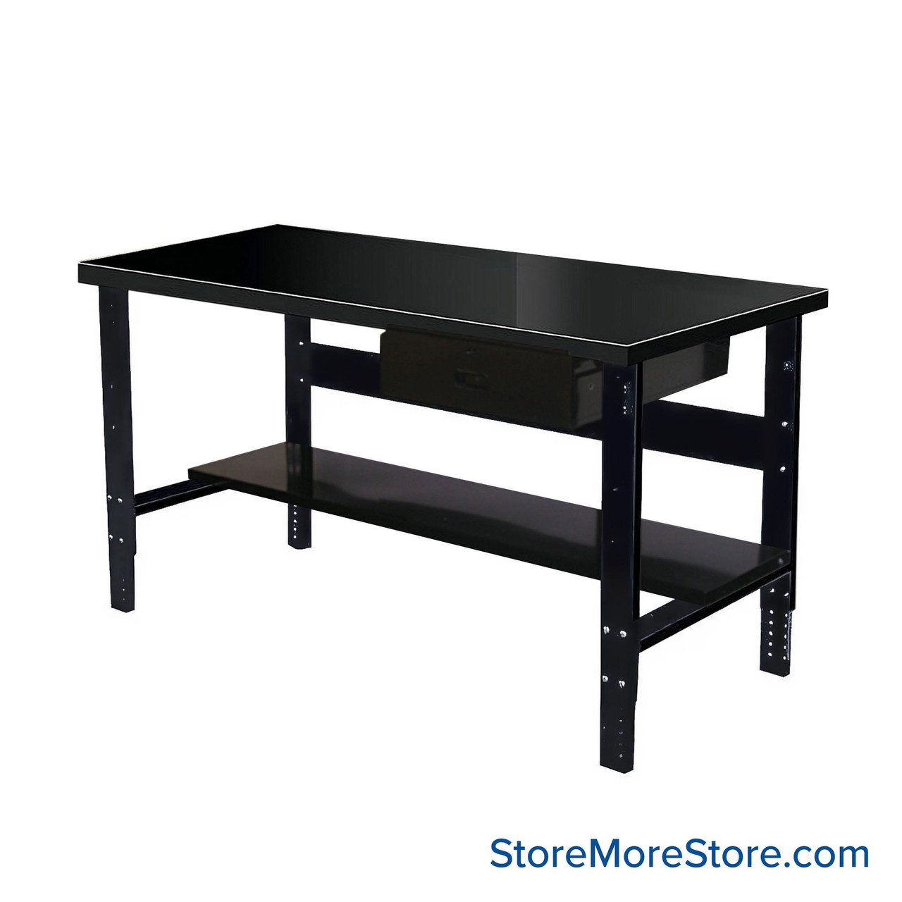 Industrial Workbenches, 48" W x 30" D, Steel, 18"W x 6"H Drawer, 11"D Lower Shelf