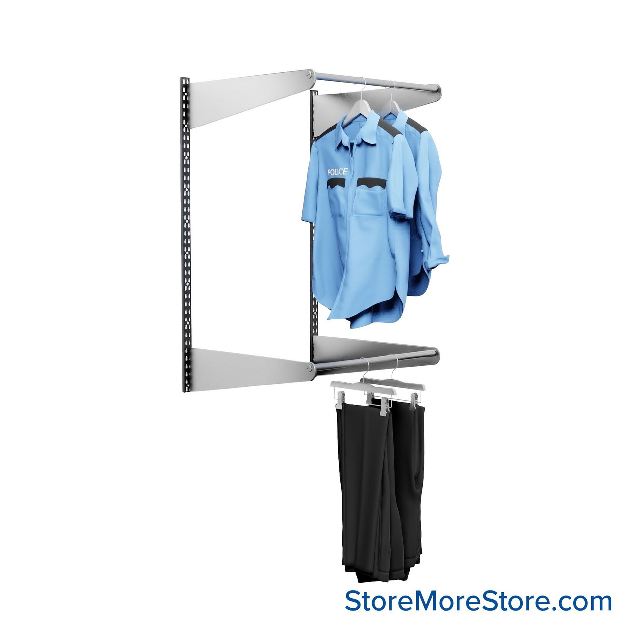 Wall Mounted Coat Rack, 30" W, Garment Rack Unit, 2 Levels