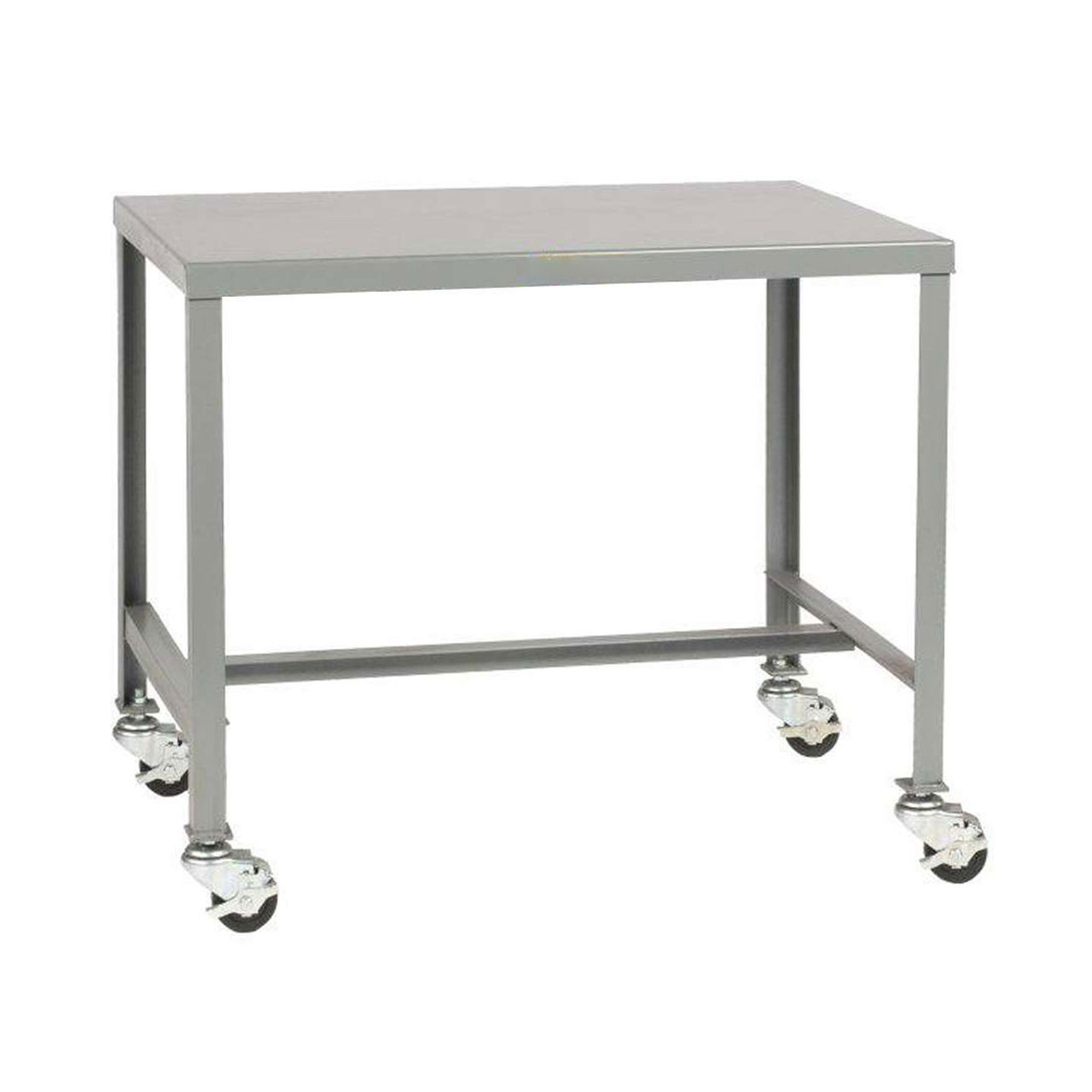 Industrial Machine Table, 18" W x 24" D x 30" H, 2 Shelves, Includes Casters