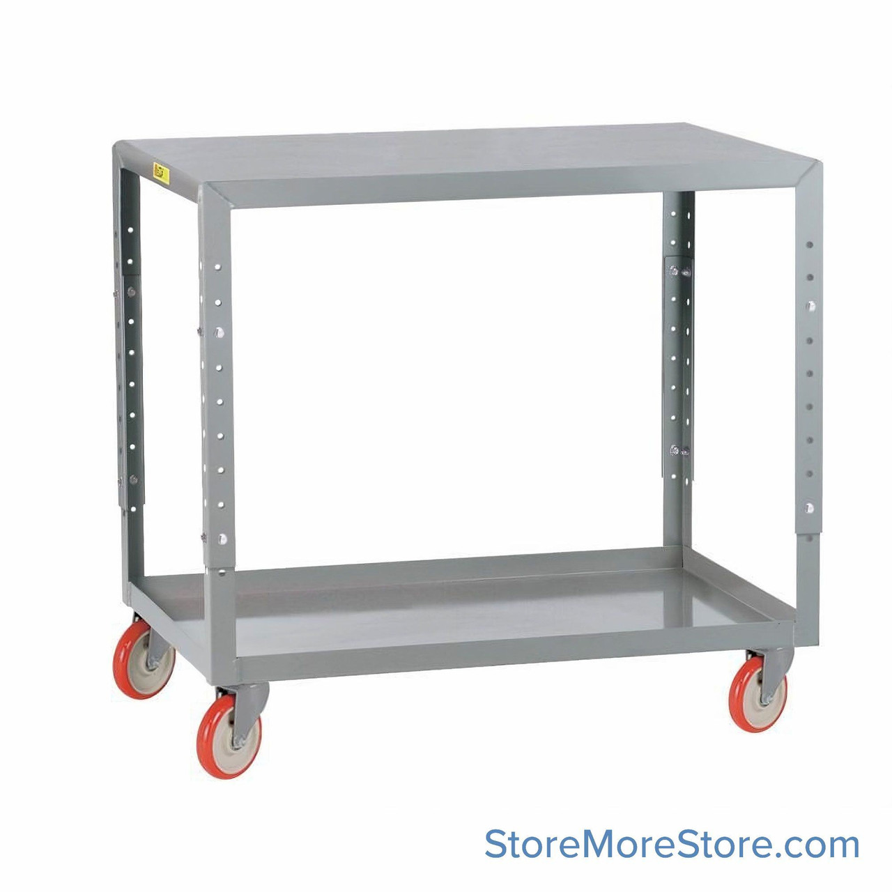 Rolling Worktable, 60" W x 24" D, 5" Polyurethane w/ Total Lock Brake Casters, Two Shelves