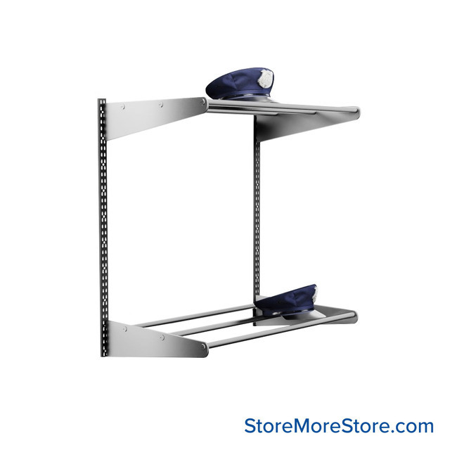 Wall Mounted Hat Rack, 24" W, 2 Shelves