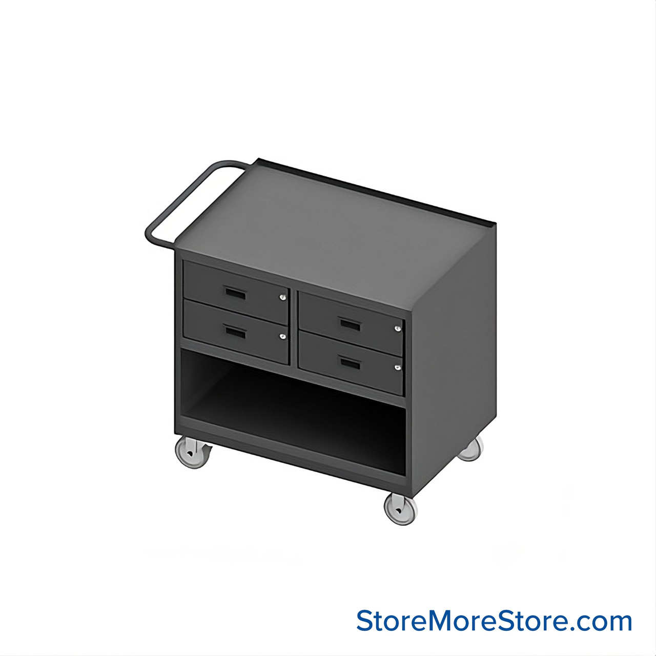 Mobile Workbench Cart, 42.25" W x 36.5" H, Steel, 4 Half Width/ No Shelf