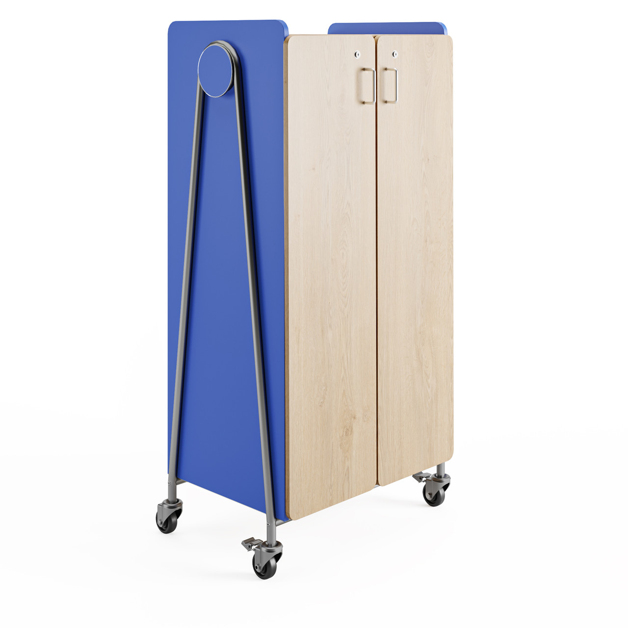 Rolling Storage Cabinet with Shelves and Wardrobe Bar