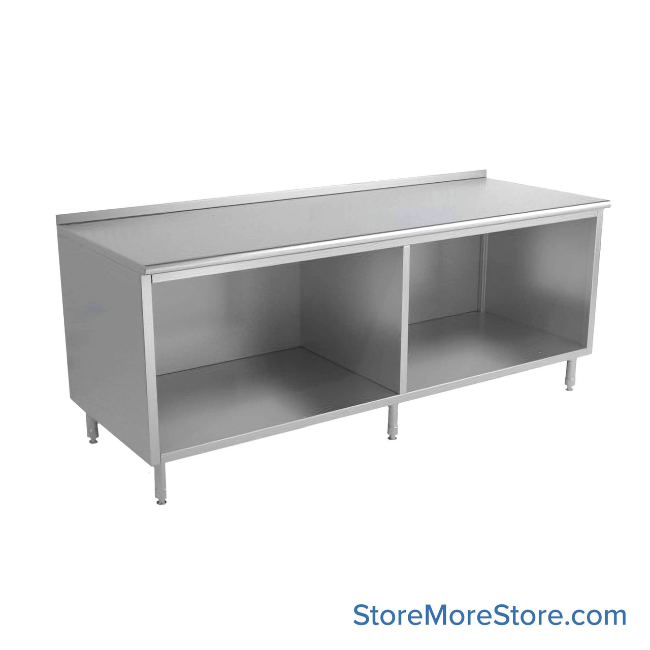 Stainless Steel Base Cabinets, 96" W x 24" D, 1.5" Rolled Front with 1.5" Backsplash