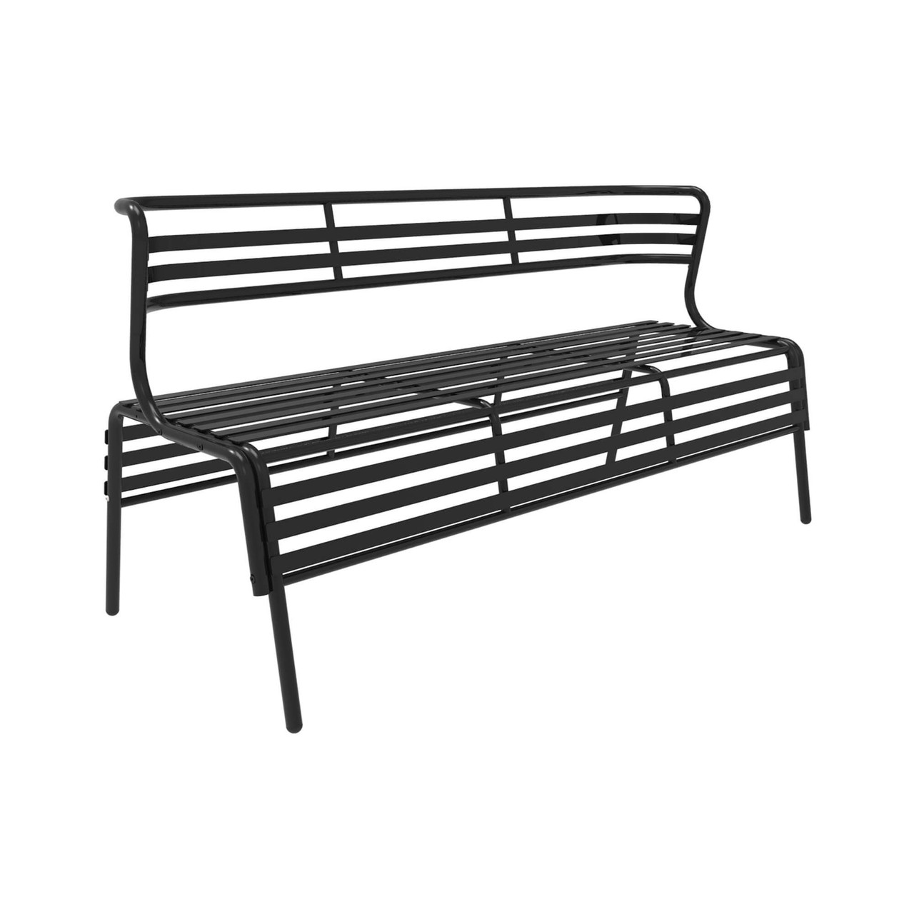 Steel Bench with Backrest and Open Slat Design