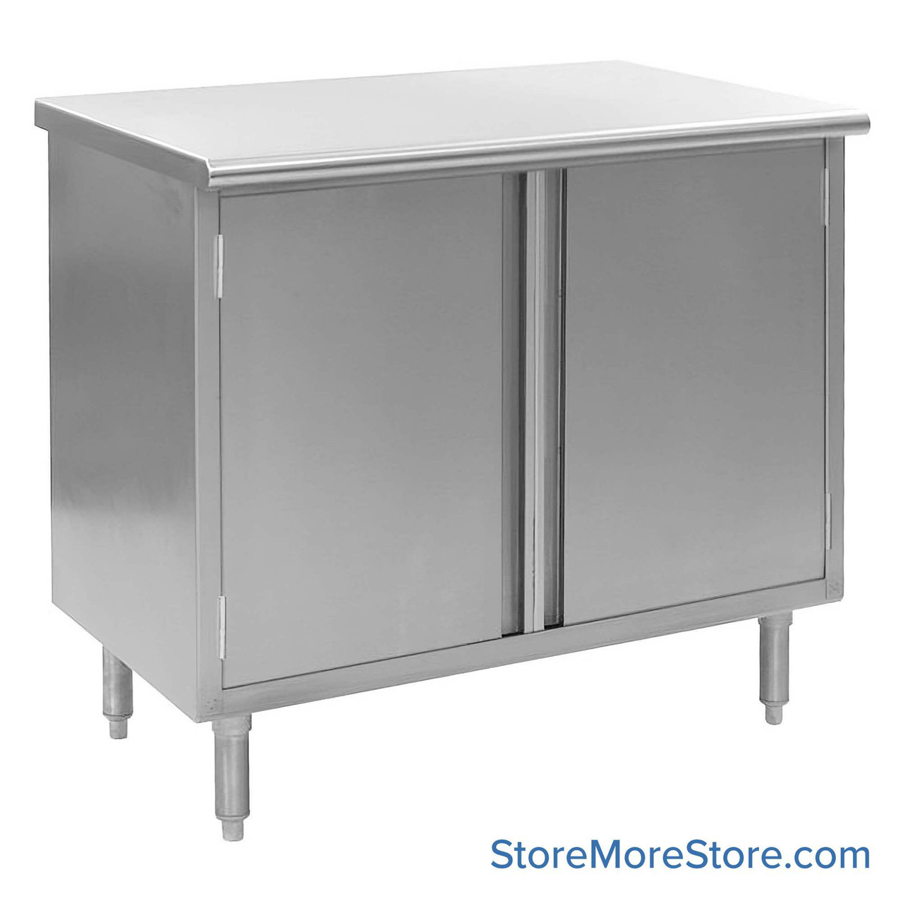 Stainless Steel Base Cabinets, 96" W x 30" D, Hinged Doors, 1.5" Rolled Front & Rear Edge